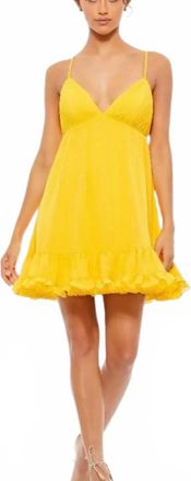 Mac Duggal Womens Babydoll Mini Dress In Mango