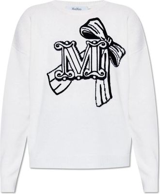 Max Mara Sweater Zurlo - Dames - Ronde hals truien - Wit - M - Wol - Truien & Vesten