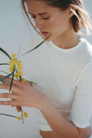 H&M Pointelle jersey t-shirt in White at Nordstrom, Size X-Large