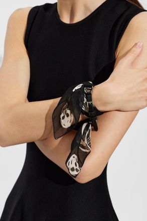 Alexander McQueen Silk Bracelet With Skull Motif, Womens, Black