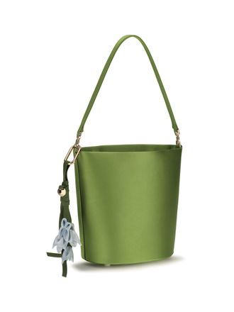 Self Portrait Satin Bucket Bag - Green
