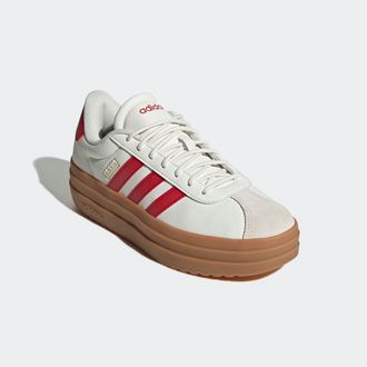 adidas Plateausneaker ADIDAS SPORTSWEAR VL COURT BOLD, Damen, Gr. 42, core wei&szlig;, better scarlet, gold metallic, Leder, Synthetik, Schuhe Plateausneaker, Desi