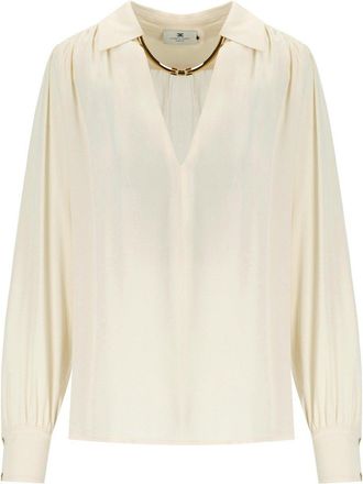 Elisabetta Franchi Milk Blouse With Jewel
