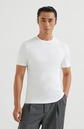 Brunello Cucinelli Ribbed jersey T-shirt in White at Nordstrom, Size Xxx-Large Eu
