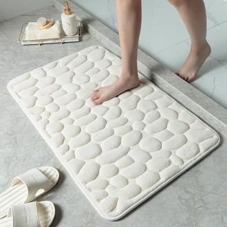 OEM Alfombra De Suelo Antideslizante Con Relieve Y Estampado De Guijarros, Absorbente De Agua, Para La Entrada Del Ba&ntilde;o (blanco Lechoso, 40 X 60 Cm)