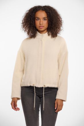 Rino&Pelle Kurzjacke RINO & PELLE LEVIN, Damen, Gr. 40, beige (birch), Strick, Obermaterial: 83% Polyester, 17% Nylon, unifarben, regular fit taillenbedeckt, Jac