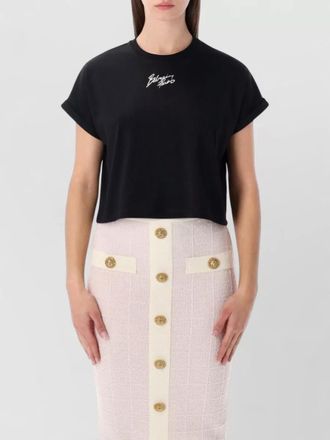 Balmain cotton logo cropped t-shirt
