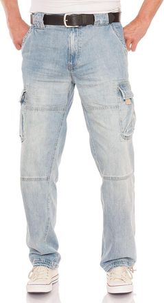 Jetlag Jet Lag Mens cargo trousers, 21-753, long outdoor side pockets, mens trousers, Bleached, XL