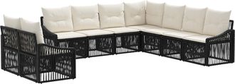 vidaXL Conjunto De Sof&aacute;s De Jard&iacute;n 9 Uds. Negro Rat&aacute;n Sint&eacute;tico Vidaxl