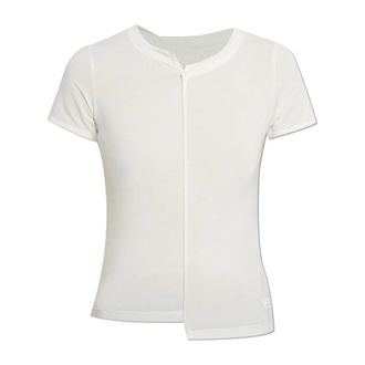 Yohji Yamamoto T-Shirt met Gedrukt Logo - Dames - T-shirts - Beige - S - Leer - Tops