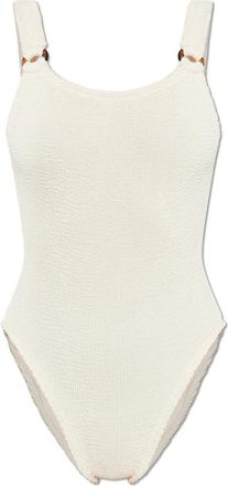 Hunza G Domino Swim 0-Blush Badpak uit &eacute;&eacute;n stuk - Dames - Badpakken - Beige - ONE Size - Badmode