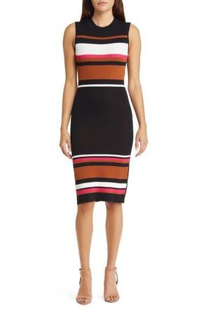 Vince Camuto Stripe Sleeveless Body-Con Dress in Black at Nordstrom Rack, Size X-Large