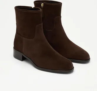 Russell & Bromley EDENHALL Womens Dark Brown Side Zip Heeled Ankle Boot