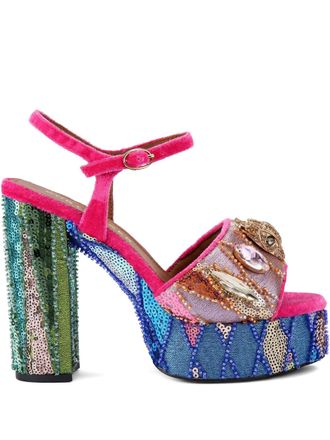 Kurt Geiger Sandali con plateau e paillettes 125mm - Rosa