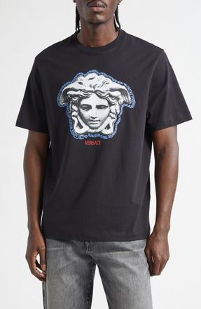 Versace La Greca Medusa Cotton Jersey Graphic T-Shirt in Black at Nordstrom, Size X-Large