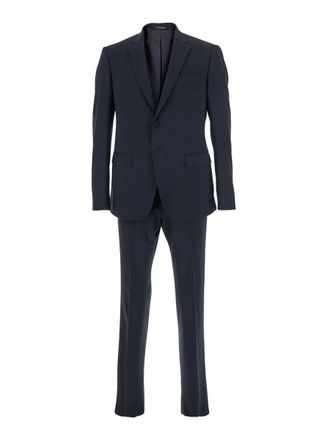 Emporio Armani Blue Double-Breasted Suit With Classic Revers In Wool Man