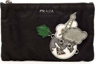 Prada Pre-owned Prada Saffiano Trimmed Tessuto Robot Pouch Ladies H7OHGZ7329NZOCEI