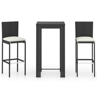 vidaXL Barra De 3 Pc Set Externa Con Pases Negros De Vime Pe