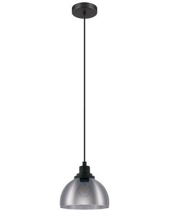 Eglo Eglo Beleser 1 Light Pendant With Black Finish & Metallic Smoked Glass Shade