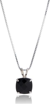 MAX + STONE 925 Sterling Silver or 14k Gold 8mm Cushion Cut Gemstone Pendent Necklace