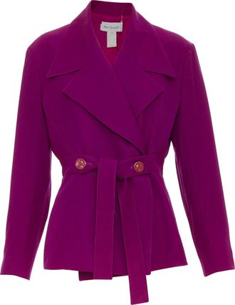 Karl Lagerfeld purple magenta wool wide lapel belted jacket