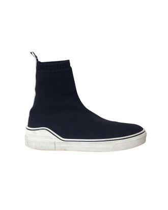 Givenchy Pre-owned Mens George V Logo Stretch-Knit High-Top Slip-On Sneakers in Black Polyamide Nylon - Size EU 42