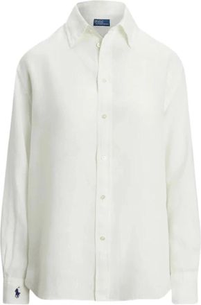 Polo Ralph Lauren Lange Mouwen Button-Down Overhemd - Dames - Overhemden - Wit - XL - Linnen - Overhemden