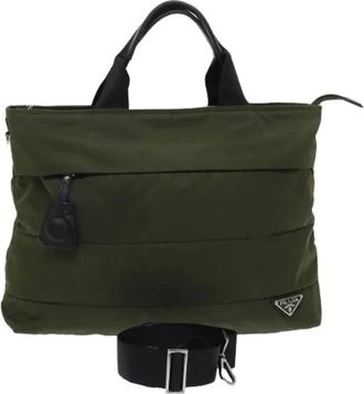 Prada Pre-owned Handbags, female, Green, Size: ONE SIZE Pre-owned Nylon Handbag