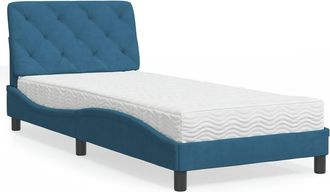 vidaXL Cama Con Colch&oacute;n Terciopelo Azul 90x200 Cm Vidaxl