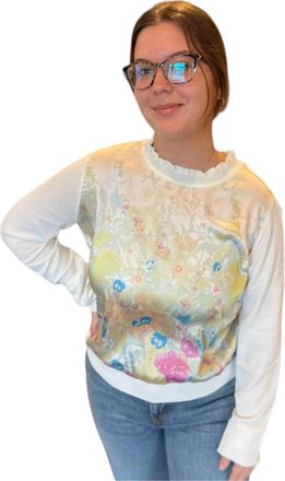 Current Air Multi Floral Top In White