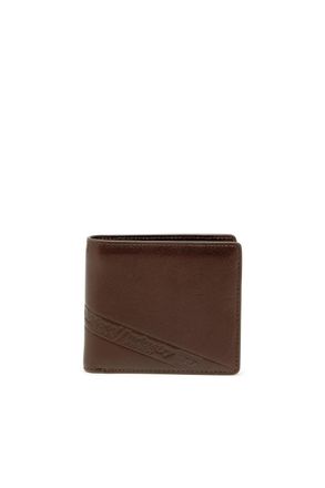 Diesel Bi-fold leather wallet with embossed logo - Small Wallets - Man - Brown