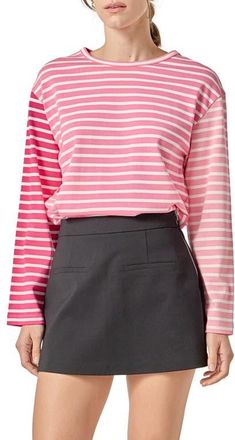 English Factory Colorblock Stripe Long Sleeve Cotton T-Shirt in Red Multi at Nordstrom, Size X-Small