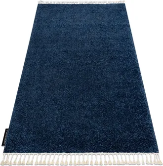 RugsX Alfombra Berber 9000 Azul Oscuro Franjas Bereber Marroqu&iacute; Shaggy Blue 140x190 Cm