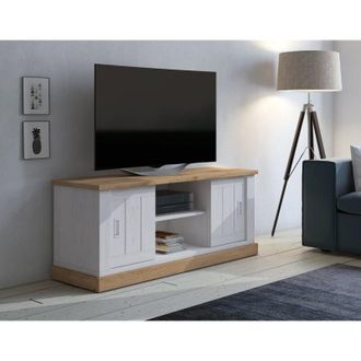 Dmora Mueble Tv Mesola, Un Estante, 2 Puertas, Apertura Corredera, 45x46x60h Cm Blanco Roble