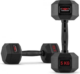 Leonardo Juego De 2 Mancuernas Hexagonales Cross Training De Caucho Y Acero 5 Kg Goemon