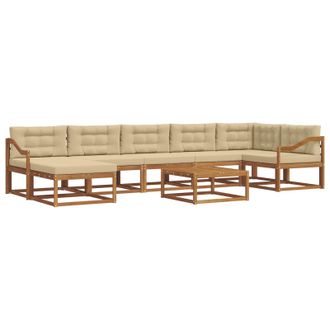 vidaXL Conjunto De Sof&aacute;s De Exterior Con Coj&iacute;n 8 Pcs Natural Y Beige Vidaxl