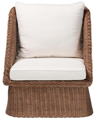 Baxton Studio Derris Bohemian Braided Rattan Arm Chair
