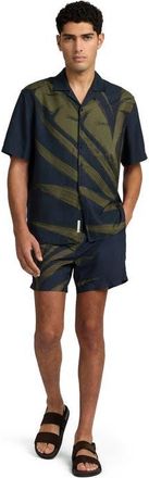 Onia Tencel Vacation Short Sleeve Shirt in Deep Navy Multi at Nordstrom, Size Xx-Large
