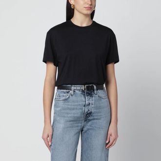 Toteme Black organic cotton-blend T-shirt