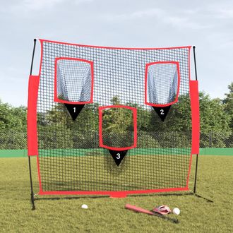 vidaXL Red De B&eacute;isbol Port&aacute;til Poli&eacute;ster Negro Y Rojo 183x105x183 Cm Vidaxl