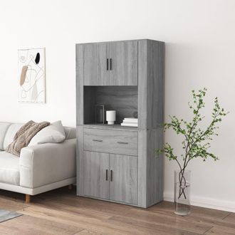 vidaXL Vidaxl - Aparador Alto De Madera Contrachapada Gris Sonoma
