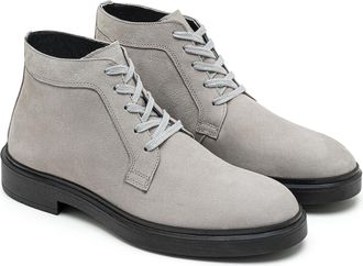 Desa Mens Leather Lace-Up Boots - Plastic Sole, Flat Heel | grey - 41