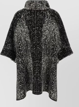 Nude boucl&eacute; oversized funnel-neck cape coat