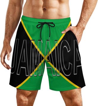 Generic Jamaican Flag Mens Swim Shorts & Trunks with Compression Liner Quick Dry Beach Board Shorts L