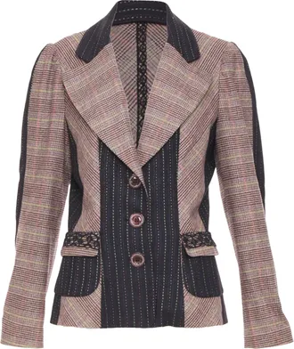 Christian Lacroix patchwork plaid pinstripe blazer suit