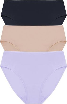 Natori Bliss Bare Cotton Hipster 3-Pack in Storm Cloud/lt Mocha/purpl Prl at Nordstrom, Size Xx-Large