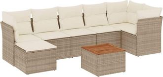 vidaXL Vidaxl - Juego De Sof&aacute;s De Jard&iacute;n Con Cojines Beige 8 Pzas Rat&aacute;n Pe