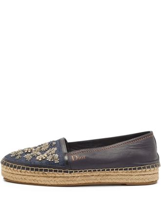 Dior floral-embroidered espadrilles - Black