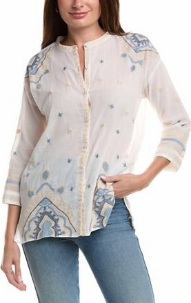 Johnny Was Slim Audrey Mandarin 3/4 Tunic In White