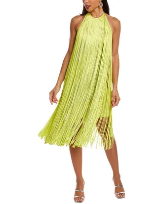 Hérve Léger Fringed Halter Midi Dress
